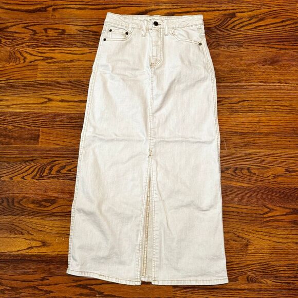 OAT Long Denim Ecru Skirt. Size 2/26 - Picture 7 of 7